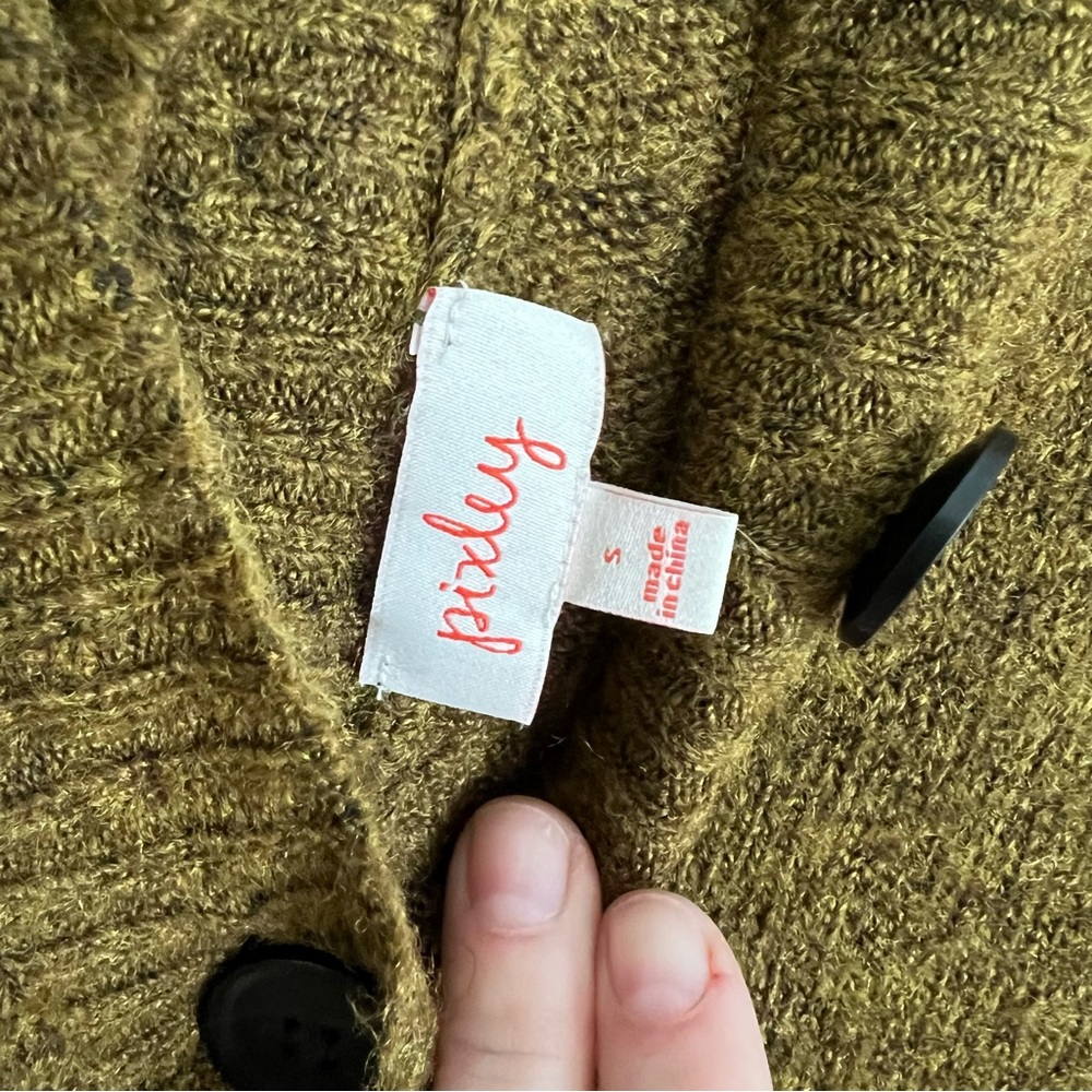 Olive Green Button Down Sweater W Button Detail O… - image 3